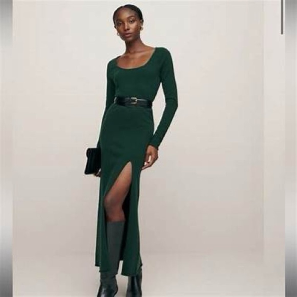 NWT Reformation Jennita Cashmere Midi Dress in Green - Picture 10 of 10